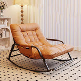 Modern Minimalist Rectangular Rocking Chair with Carbon Steel Frame and Technical Fabric Upholstery, Backrest and Armrests for Living Room