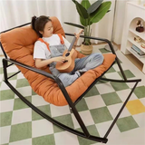 Modern Minimalist Rectangular Rocking Chair with Carbon Steel Frame and Technical Fabric Upholstery, Backrest and Armrests for Living Room