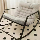Modern Minimalist Rectangular Rocking Chair with Carbon Steel Frame and Technical Fabric Upholstery, Backrest and Armrests for Living Room