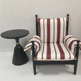 Traditional French-Style Rectangular Cotton-Linen Fabric Iron-Accent Chair with Armrests and Backrest for Living Room