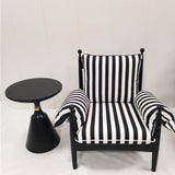 Traditional French-Style Rectangular Cotton-Linen Fabric Iron-Accent Chair with Armrests and Backrest for Living Room