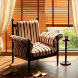 Traditional French-Style Rectangular Cotton-Linen Fabric Iron-Accent Chair with Armrests and Backrest for Living Room