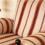 Traditional French-Style Rectangular Cotton-Linen Fabric Iron-Accent Chair with Armrests and Backrest for Living Room
