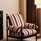 Traditional French-Style Rectangular Cotton-Linen Fabric Iron-Accent Chair with Armrests and Backrest for Living Room