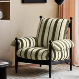 Traditional French-Style Rectangular Cotton-Linen Fabric Iron-Accent Chair with Armrests and Backrest for Living Room