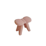 Contemporary Bow-Shaped Lambswool Vanity Stool in Solid Wood — Backless & Armless, Bedroom-Ready