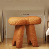 Contemporary Bow-Shaped Lambswool Vanity Stool in Solid Wood — Backless & Armless, Bedroom-Ready