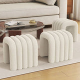 Contemporary Velvet Vanity Stool with Arch Design, Solid Wood, Backless and Armless — Perfect Bedroom Accent