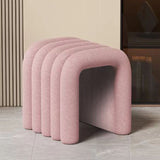 Contemporary Velvet Vanity Stool with Arch Design, Solid Wood, Backless and Armless — Perfect Bedroom Accent