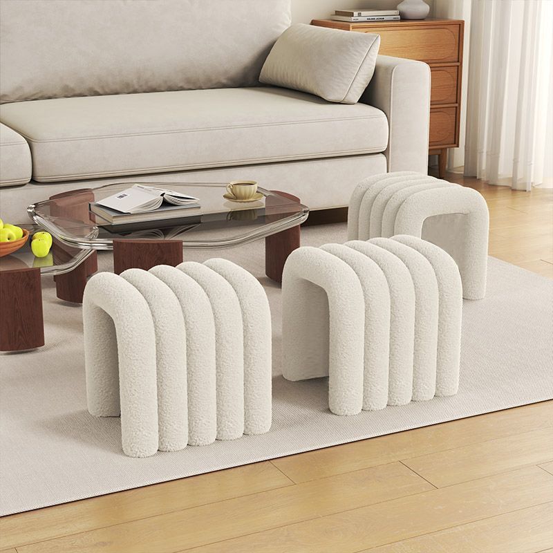 Contemporary Velvet Vanity Stool with Arch Design, Solid Wood, Backless and Armless — Perfect Bedroom Accent
