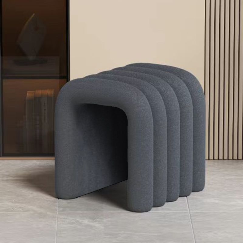 Contemporary Velvet Vanity Stool with Arch Design, Solid Wood, Backless and Armless — Perfect Bedroom Accent