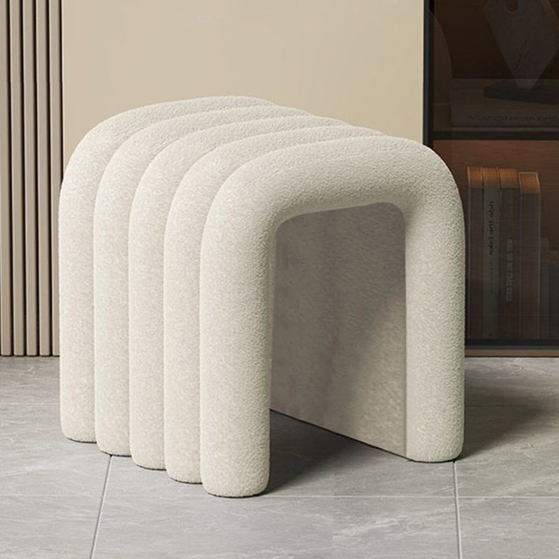 Contemporary Velvet Vanity Stool with Arch Design, Solid Wood, Backless and Armless — Perfect Bedroom Accent
