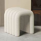 Contemporary Velvet Vanity Stool with Arch Design, Solid Wood, Backless and Armless — Perfect Bedroom Accent