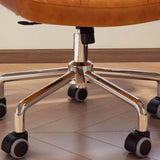 Modern Minimalist Rectangular Desk Chair with Rattan, Solid Wood & Steel Frame, Oil-Waxed Leather – Backrest & Armrests for Home Office