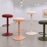 Modern Minimalist Backless Bar Stool with Cylindrical Carbon Steel Frame and Cotton-Linen Upholstery for Dining Room & Kitchen
