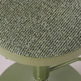 Modern Minimalist Backless Bar Stool with Cylindrical Carbon Steel Frame and Cotton-Linen Upholstery for Dining Room & Kitchen