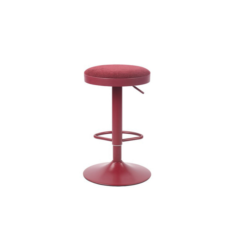 Modern Minimalist Backless Bar Stool with Cylindrical Carbon Steel Frame and Cotton-Linen Upholstery for Dining Room & Kitchen