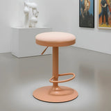 Modern Minimalist Backless Bar Stool with Cylindrical Carbon Steel Frame and Cotton-Linen Upholstery for Dining Room & Kitchen