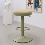 Modern Minimalist Backless Bar Stool with Cylindrical Carbon Steel Frame and Cotton-Linen Upholstery for Dining Room & Kitchen