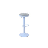 Modern Minimalist Backless Bar Stool with Cylindrical Carbon Steel Frame and Cotton-Linen Upholstery for Dining Room & Kitchen