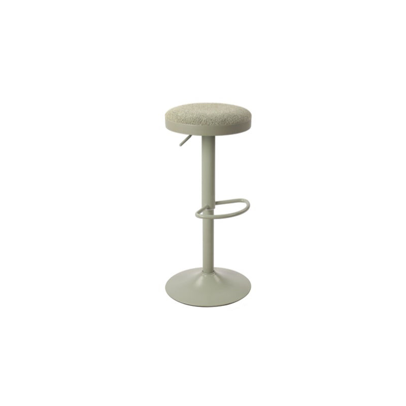 Modern Minimalist Backless Bar Stool with Cylindrical Carbon Steel Frame and Cotton-Linen Upholstery for Dining Room & Kitchen