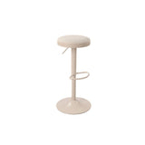 Modern Minimalist Backless Bar Stool with Cylindrical Carbon Steel Frame and Cotton-Linen Upholstery for Dining Room & Kitchen