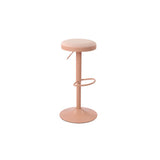 Modern Minimalist Backless Bar Stool with Cylindrical Carbon Steel Frame and Cotton-Linen Upholstery for Dining Room & Kitchen