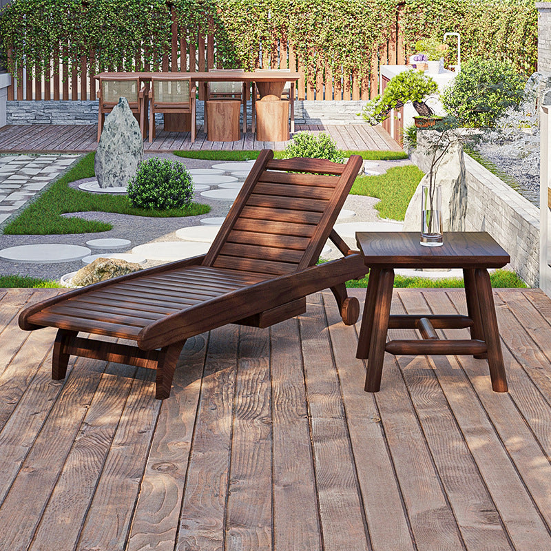 Traditional Rustic Cedar Rectangular Outdoor Recliner with Adjustable Backrest