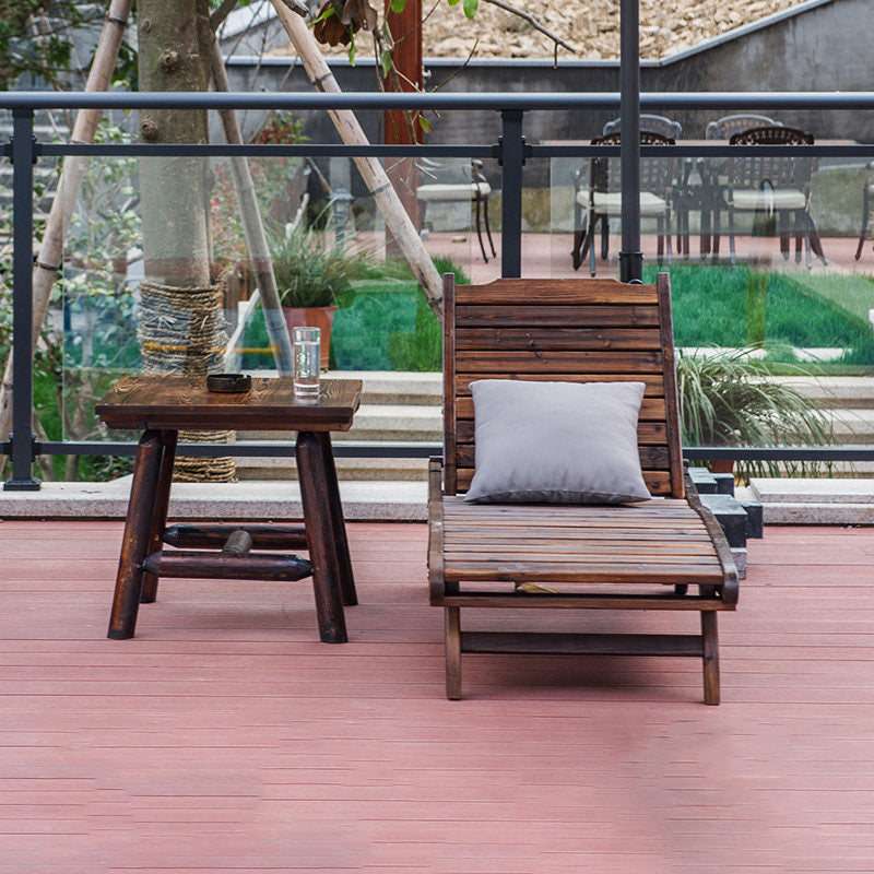 Traditional Rustic Cedar Rectangular Outdoor Recliner with Adjustable Backrest