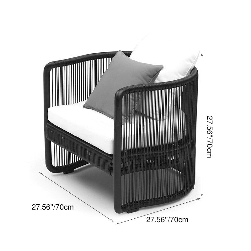 Traditional Chinese Curved PE Rattan Outdoor Sofa with Aluminum Alloy Frame, Fabric Upholstery, Backrest and Armrests