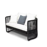 Traditional Chinese Curved PE Rattan Outdoor Sofa with Aluminum Alloy Frame, Fabric Upholstery, Backrest and Armrests