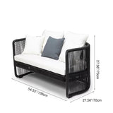 Traditional Chinese Curved PE Rattan Outdoor Sofa with Aluminum Alloy Frame, Fabric Upholstery, Backrest and Armrests