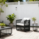 Traditional Chinese Curved PE Rattan Outdoor Sofa with Aluminum Alloy Frame, Fabric Upholstery, Backrest and Armrests