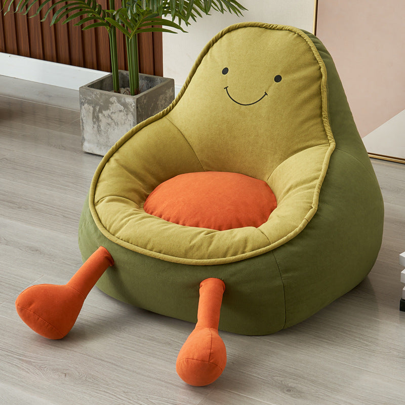 Contemporary Avocado-Shaped Fabric Kids' Accent Chair with Cushioned Backrest and Armrests — Modern Living Room Decor