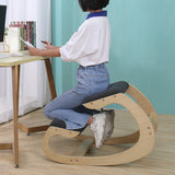 Modern Minimalist Curved Kids Desk Chair - Solid Wood Frame with Cotton-Linen Upholstery, Armless Backless Design for Home Office