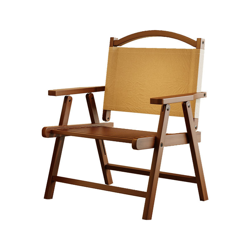 Nordic Contemporary Folding Outdoor Chair – Bamboo Frame, Curved Rectangular Design, Oxford Fabric, Backrest and Armrests for Garden