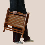 Nordic Contemporary Folding Outdoor Chair – Bamboo Frame, Curved Rectangular Design, Oxford Fabric, Backrest and Armrests for Garden