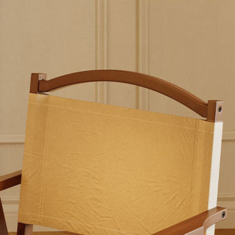 Nordic Contemporary Folding Outdoor Chair – Bamboo Frame, Curved Rectangular Design, Oxford Fabric, Backrest and Armrests for Garden