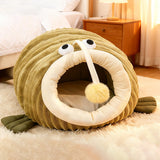 Contemporary Lantern-Fish Crystal Velvet Cat & Dog Bed with Plush PP Cotton Cushion for the Bedroom
