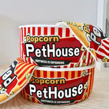 Contemporary Cylindrical Popcorn Bucket Pet Bed in Crystal Velvet and Arctic Velvet – Detachable Cat Bed for Bedroom