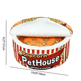 Contemporary Cylindrical Popcorn Bucket Pet Bed in Crystal Velvet and Arctic Velvet – Detachable Cat Bed for Bedroom