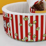 Contemporary Cylindrical Popcorn Bucket Pet Bed in Crystal Velvet and Arctic Velvet – Detachable Cat Bed for Bedroom