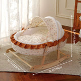 Traditional French Curved Rocking Cradle Sunshade – MDF Pet Bed for Cats with Fabric Cover, Bedroom-Ready