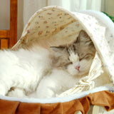 Traditional French Curved Rocking Cradle Sunshade – MDF Pet Bed for Cats with Fabric Cover, Bedroom-Ready