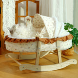 Traditional French Curved Rocking Cradle Sunshade – MDF Pet Bed for Cats with Fabric Cover, Bedroom-Ready