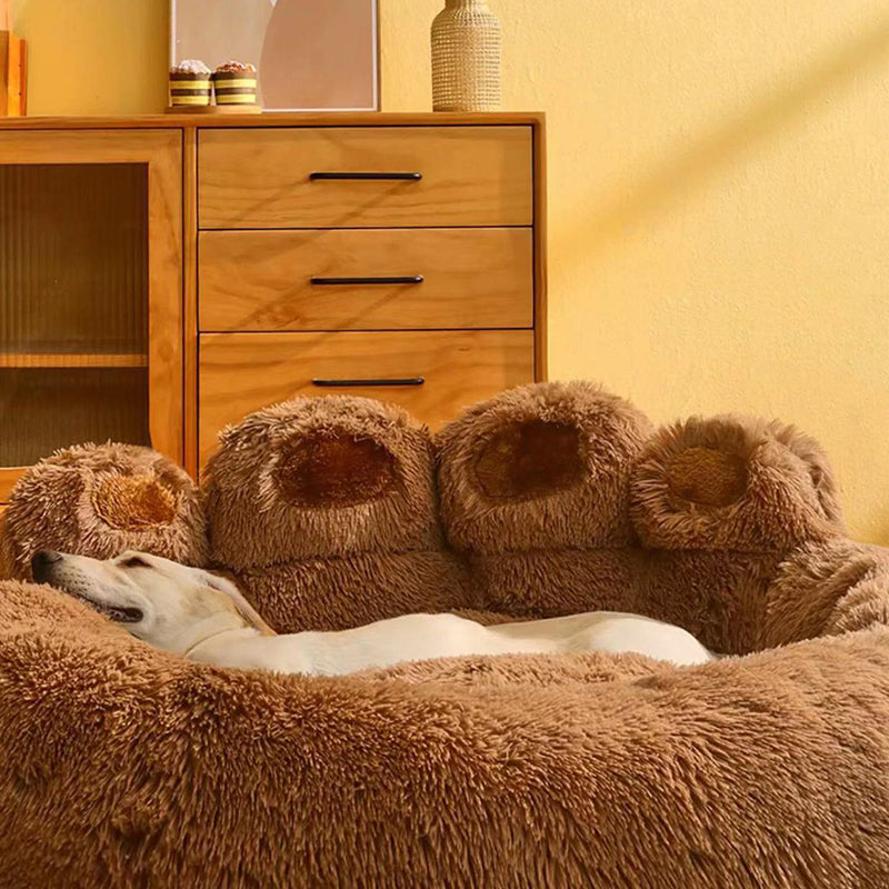 Modern Round Claw-Shaped Cat Bed in Arctic Velvet Plush – Ultra-Soft Polyester Fiber Pet Bed for Bedroom