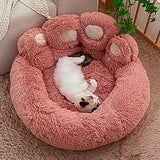 Modern Round Claw-Shaped Cat Bed in Arctic Velvet Plush – Ultra-Soft Polyester Fiber Pet Bed for Bedroom