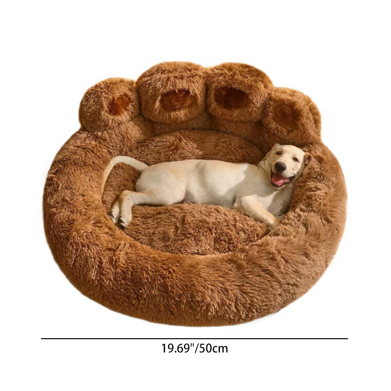 Modern Round Claw-Shaped Cat Bed in Arctic Velvet Plush – Ultra-Soft Polyester Fiber Pet Bed for Bedroom