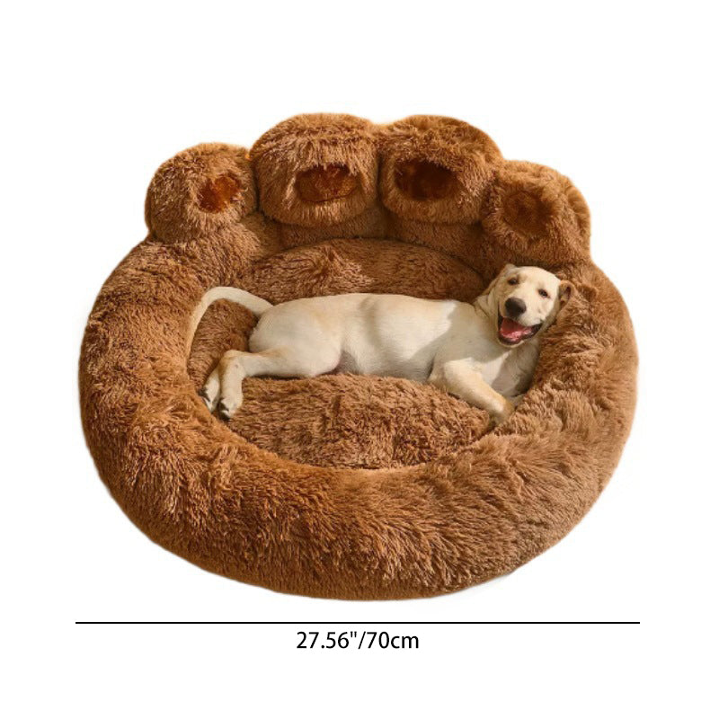 Modern Round Claw-Shaped Cat Bed in Arctic Velvet Plush – Ultra-Soft Polyester Fiber Pet Bed for Bedroom