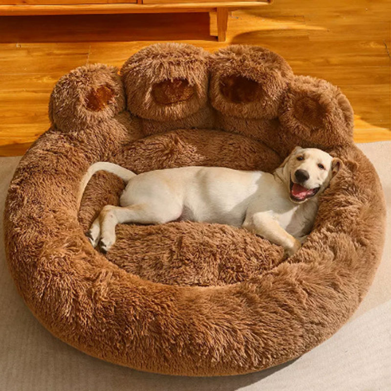 Modern Round Claw-Shaped Cat Bed in Arctic Velvet Plush – Ultra-Soft Polyester Fiber Pet Bed for Bedroom